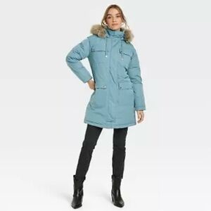 New Women's  Large L  Arctic Parka Jacket - Universal Thread Coat ~ Blue